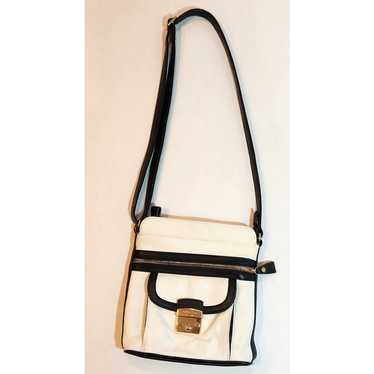 Emma Fox Crossbody Handbag/Purse -White/Black Lea… - image 1