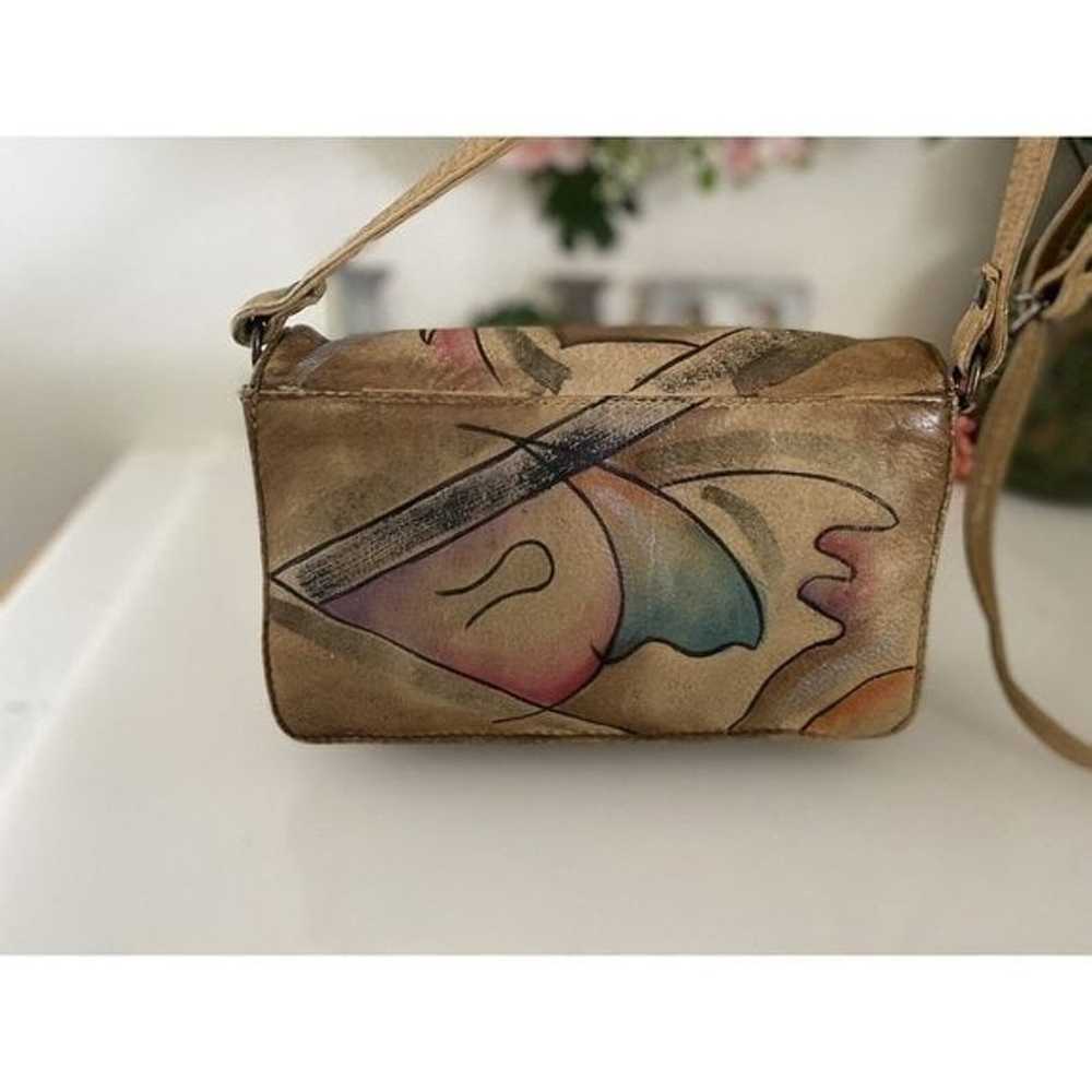 Vintage Sam Sam Painted Leather Art Crossbody Sho… - image 3