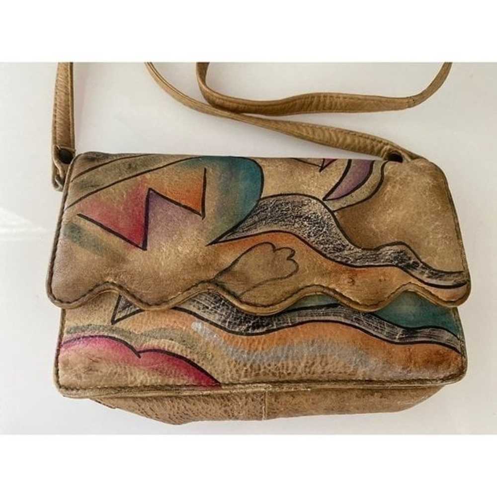 Vintage Sam Sam Painted Leather Art Crossbody Sho… - image 5