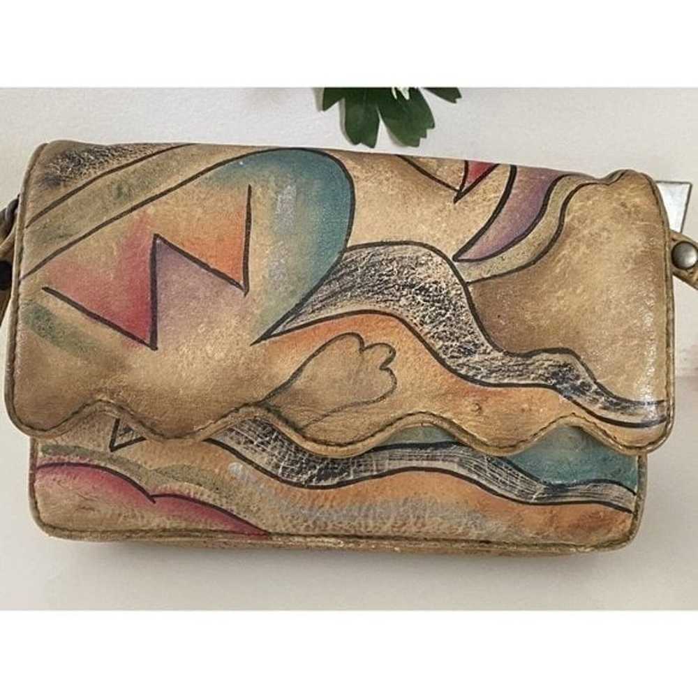 Vintage Sam Sam Painted Leather Art Crossbody Sho… - image 8