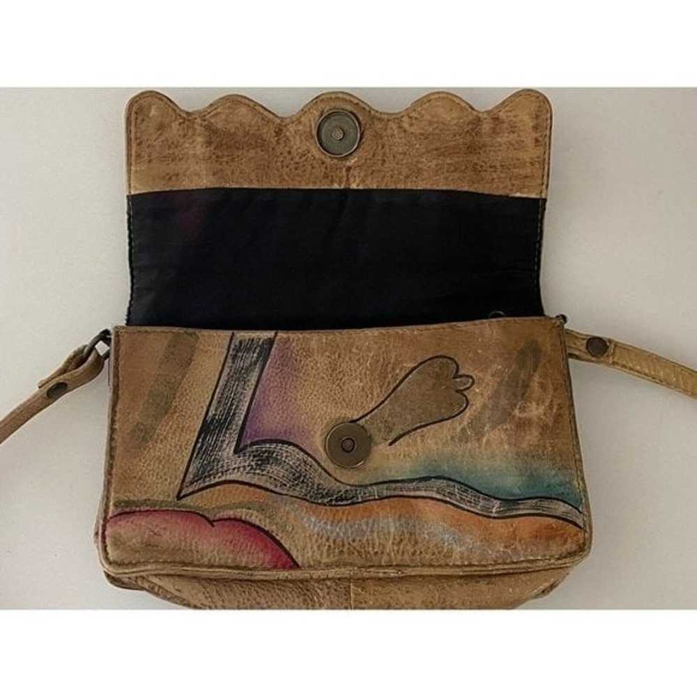 Vintage Sam Sam Painted Leather Art Crossbody Sho… - image 9