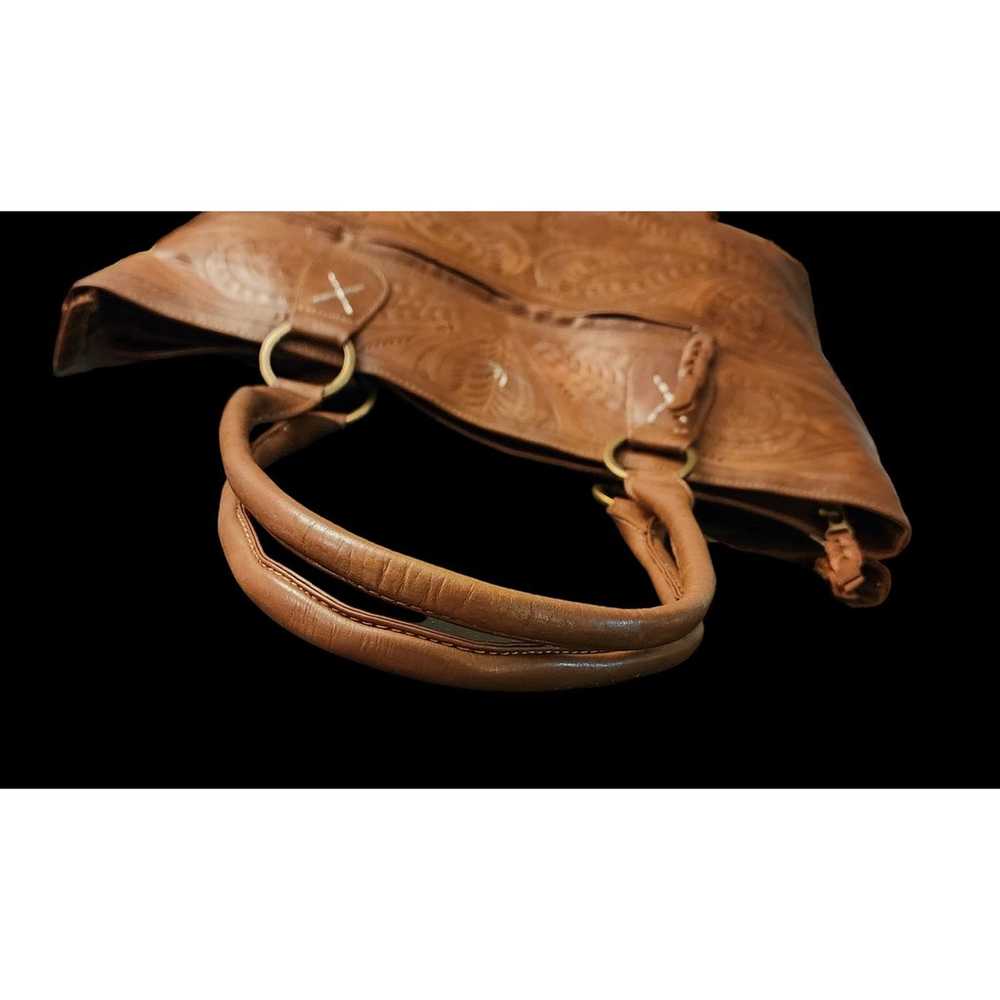 Large Leather Bag, Hand Tooled Leather, JL Saldiv… - image 10