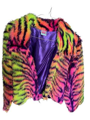 Raveival Cropped Fuzzy Tiger Jacket