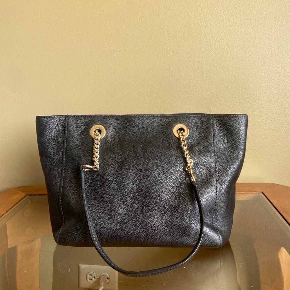 Coach Turnlock Chain Tote Black Leather Shoulder … - image 2