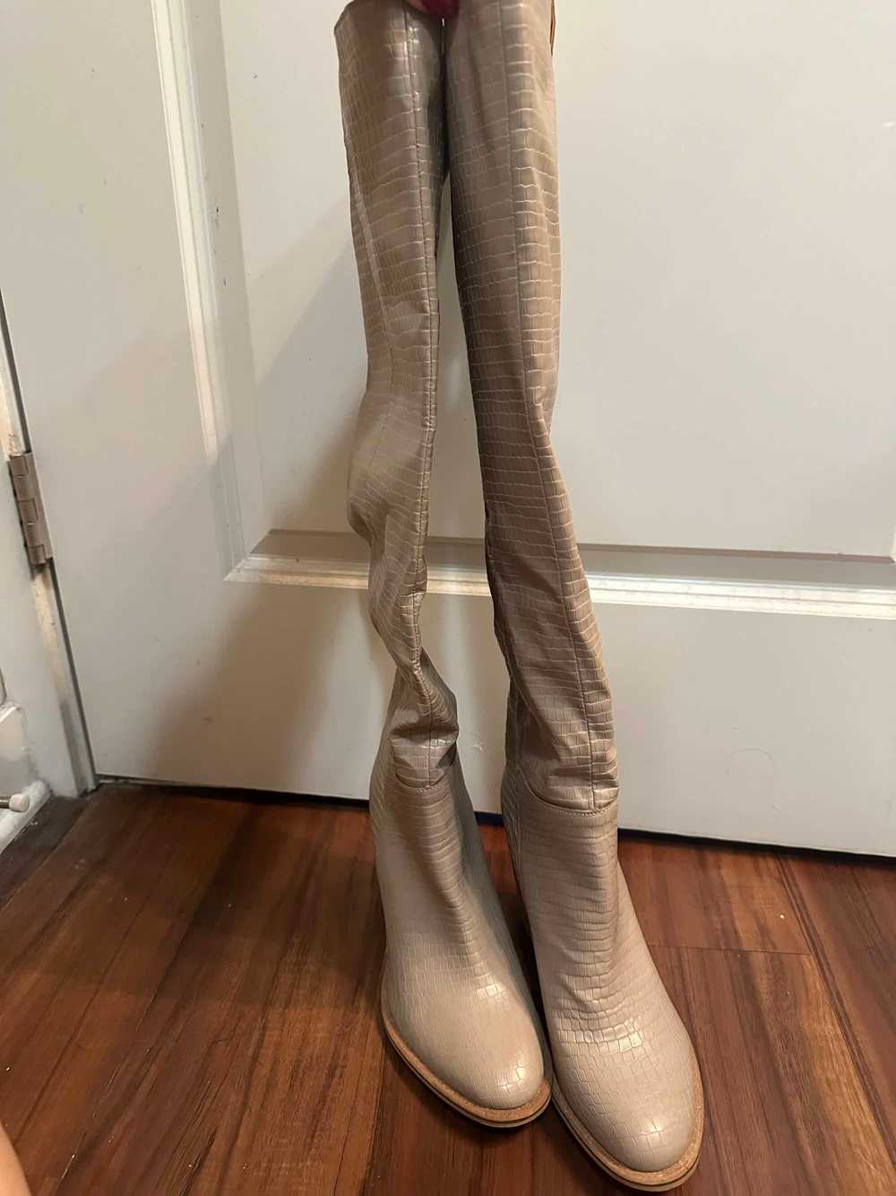 Lane 201 Taupe Croc Knee High Boots - image 5