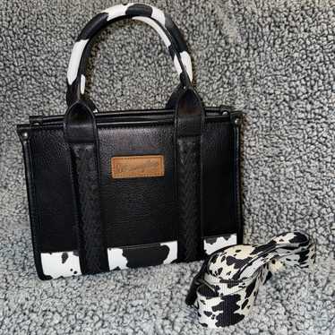 Wrangler black cow print crossbody