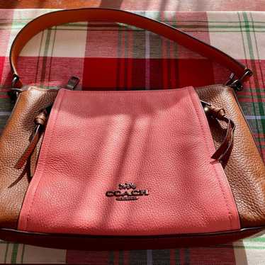 Coach Marlon Leather Satchel Redwood/Pink Lemonade