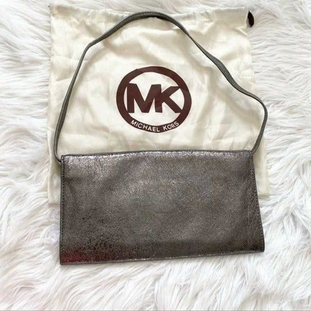 Michael Kors Silver Leather Foldover Clutch Bag - image 2