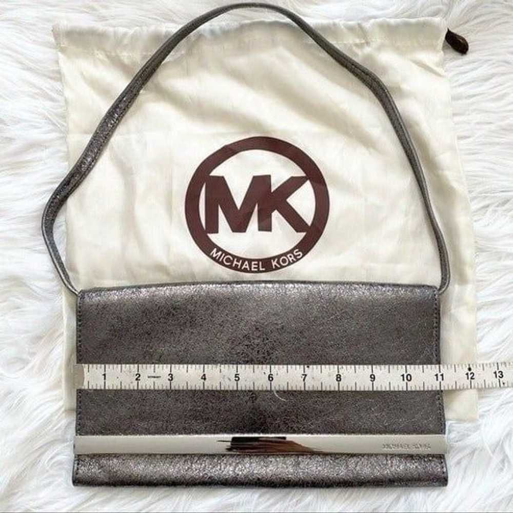 Michael Kors Silver Leather Foldover Clutch Bag - image 3