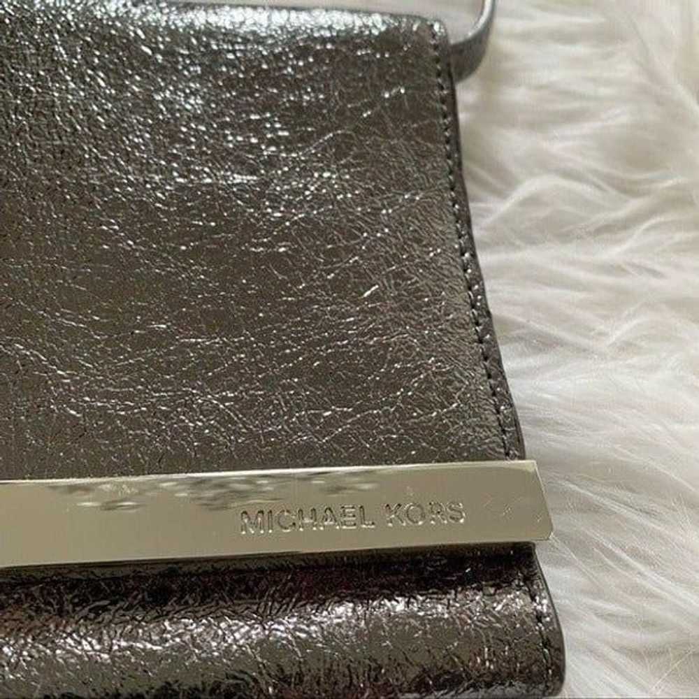 Michael Kors Silver Leather Foldover Clutch Bag - image 7