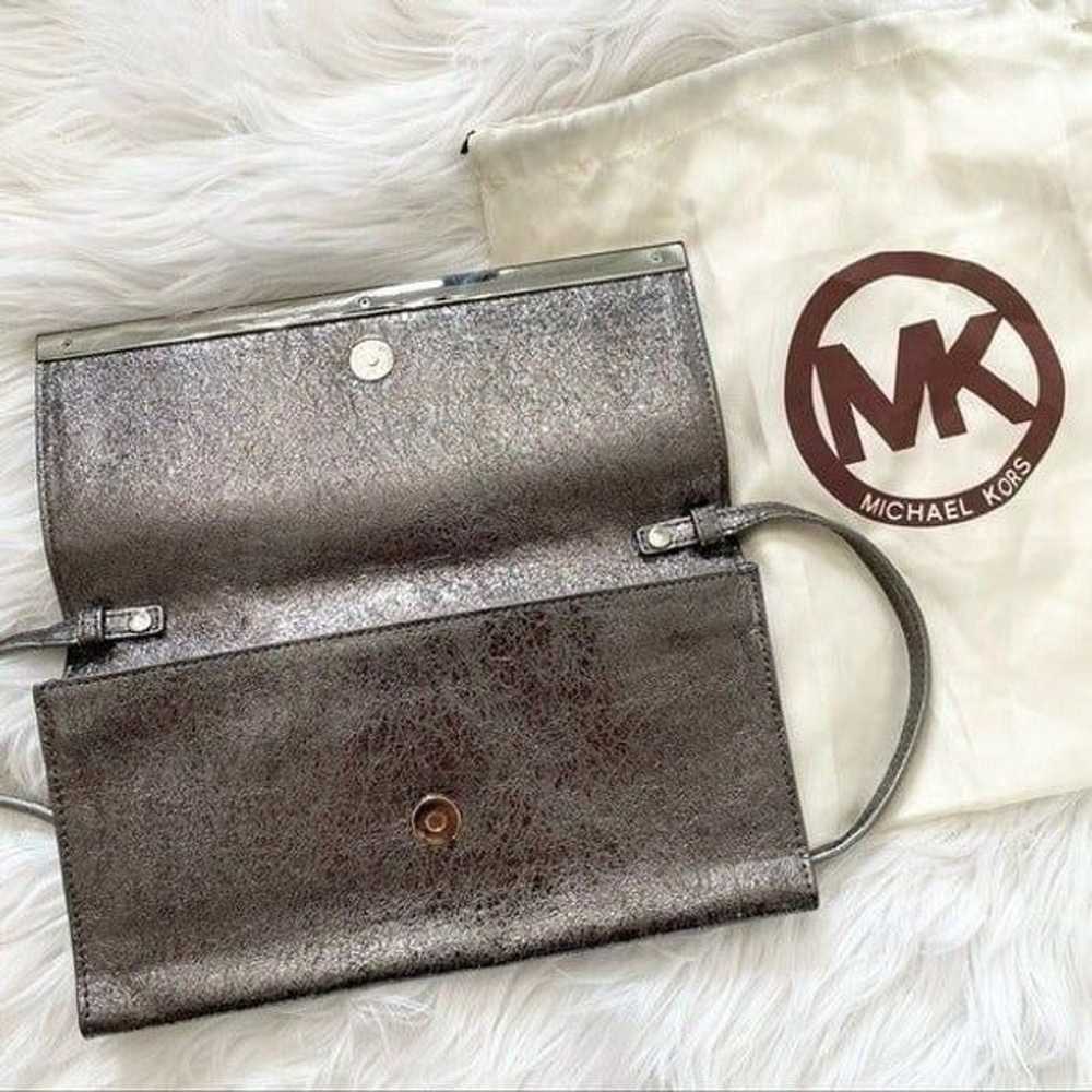 Michael Kors Silver Leather Foldover Clutch Bag - image 9