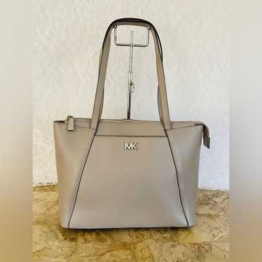 MICHAEL KORS gray crossgrain/saffiano leather tot… - image 1