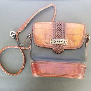 Vintage Brighton leather croc embossed crossbody