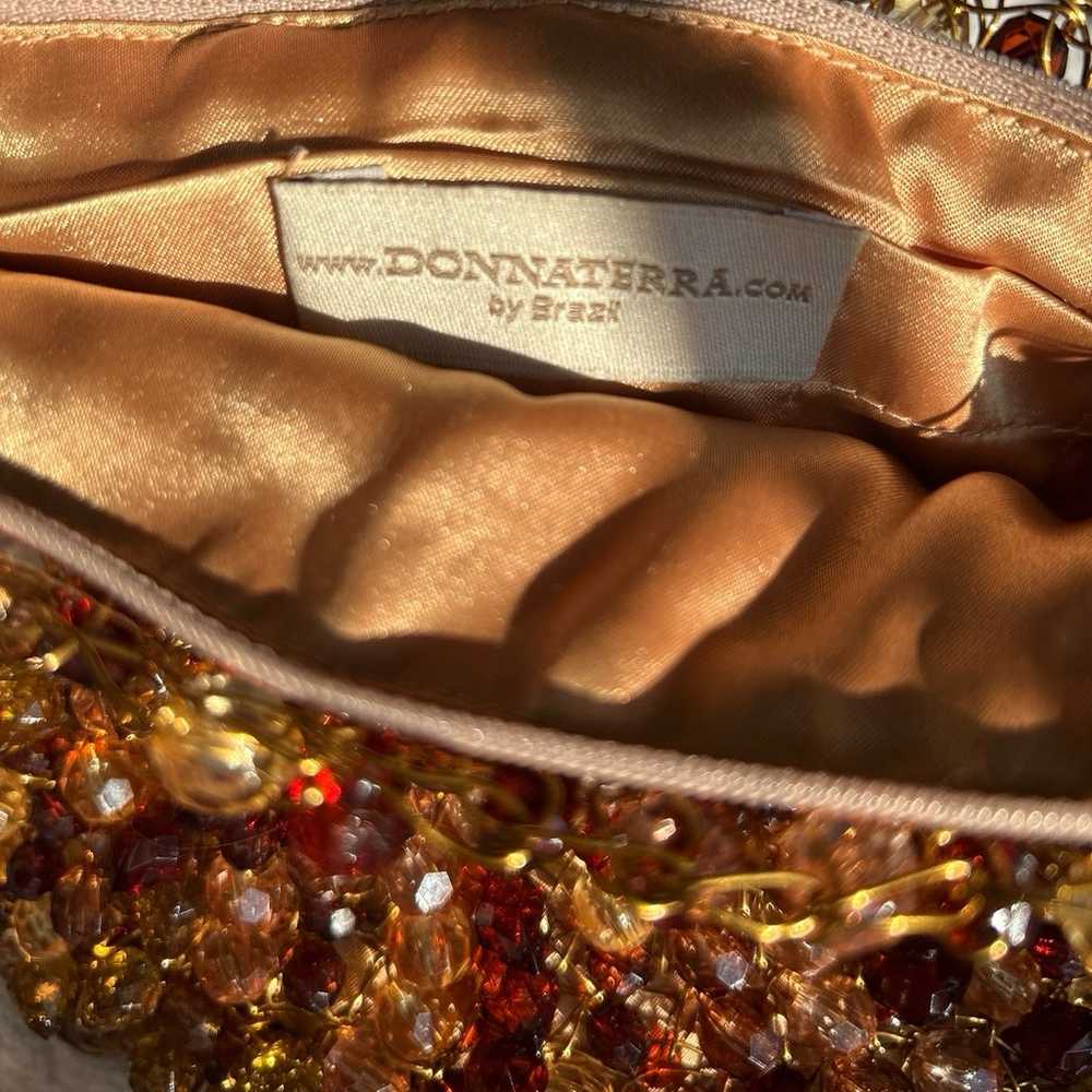 Donna Terra Amber Tone Beaded Handbag - image 4