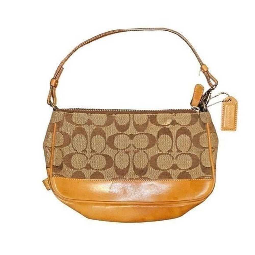 Coach Signature Canvas Small Hobo Brown Tan Leath… - image 1