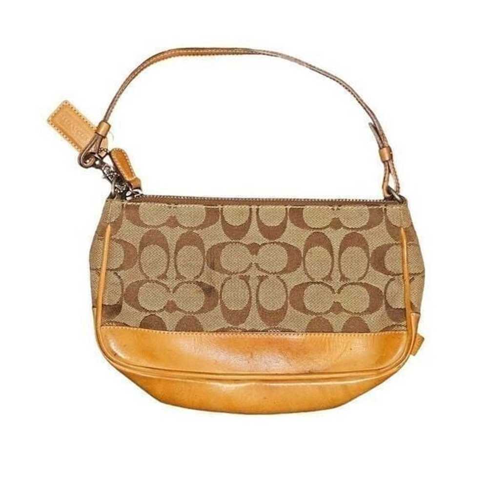 Coach Signature Canvas Small Hobo Brown Tan Leath… - image 2