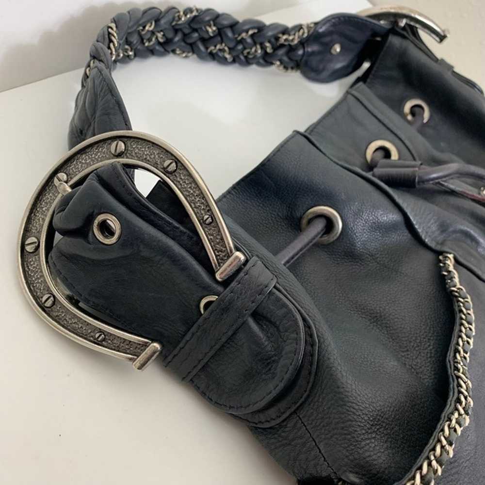 RARE Vintage Y2K Betsey Johnson Black Leather Hor… - image 5