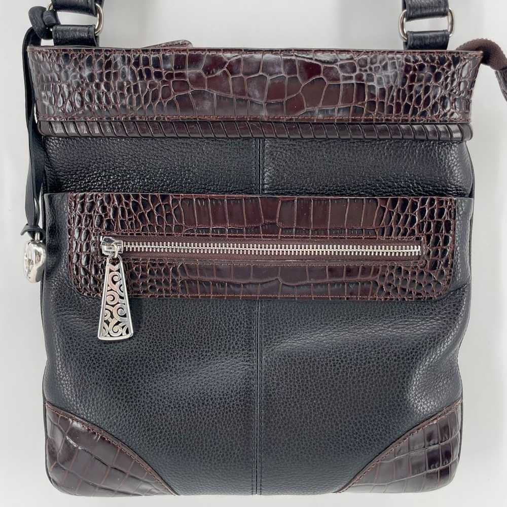 Brighton Black Brown Leather Crossbody Bag E978213 - image 1