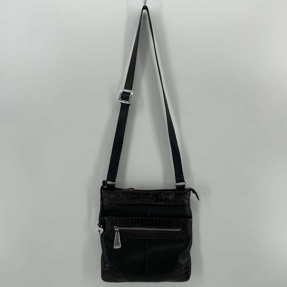 Brighton Black Brown Leather Crossbody Bag E978213 - image 2