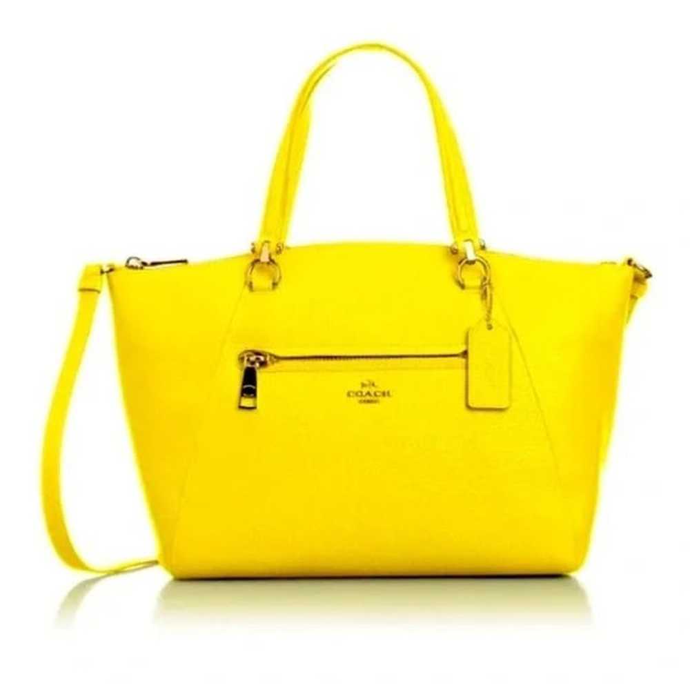 COACH Prairie Satchel in Pebble Leather -Yellow - image 12