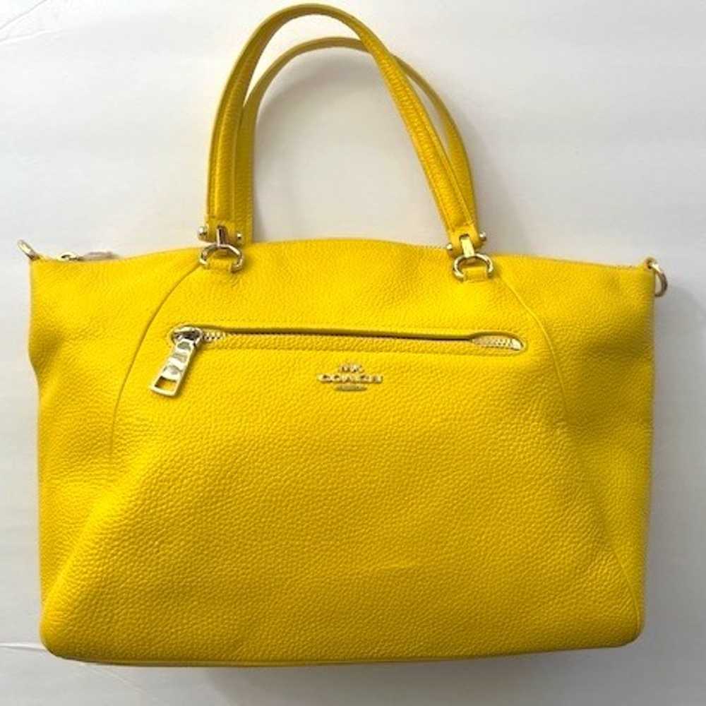 COACH Prairie Satchel in Pebble Leather -Yellow - image 1