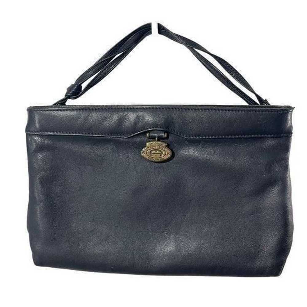 Vintage Etienne Aigner Blue Leather Convertible C… - image 1