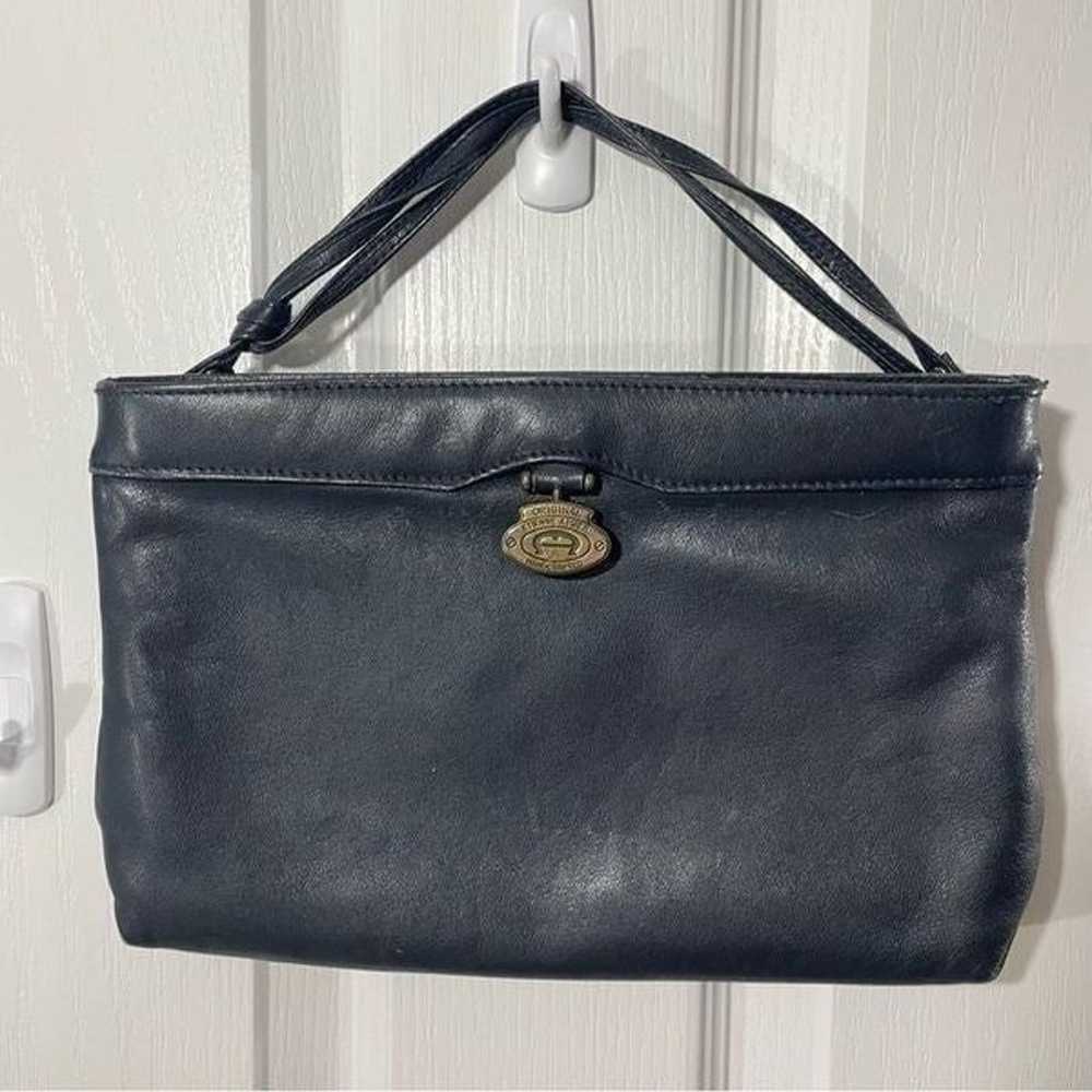 Vintage Etienne Aigner Blue Leather Convertible C… - image 2