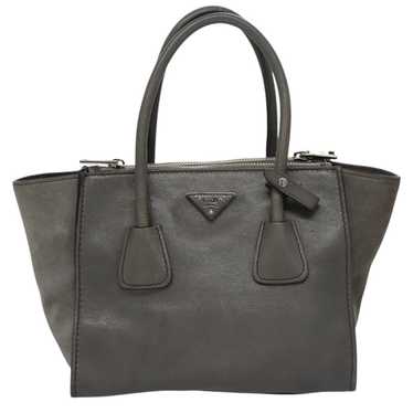 Prada Twin Zip Grey Suede Handbag (Pre-Owned) - image 1