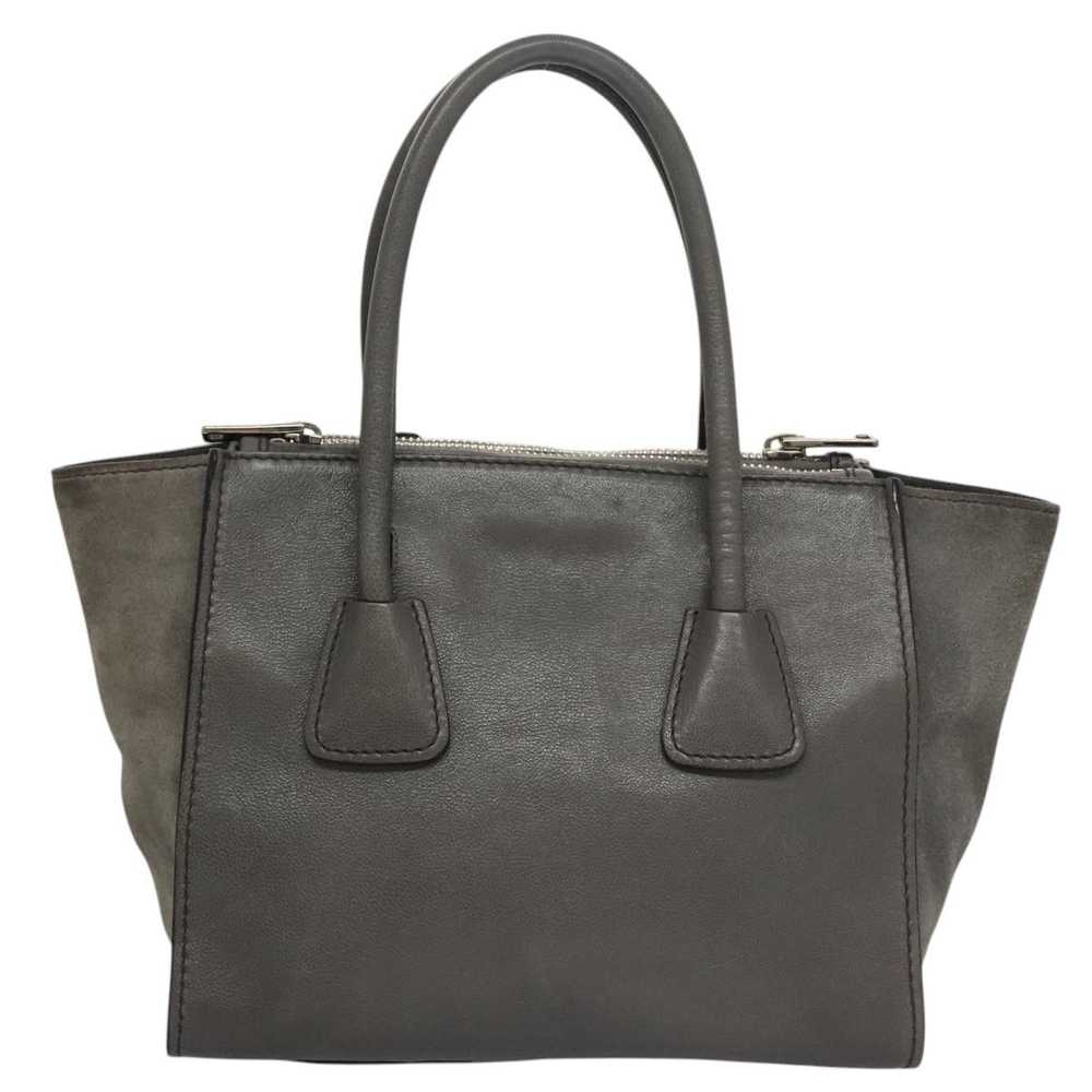 Prada Twin Zip Grey Suede Handbag (Pre-Owned) - image 2