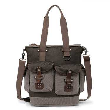 TSD BRAND Atona Utility Canvas Tote Leather Detai… - image 1