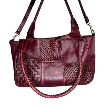 Patricia Nash Ponza Satchel Burgundy Leather Hobo… - image 1