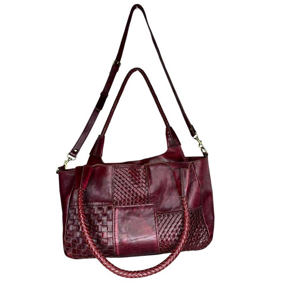 Patricia Nash Ponza Satchel Burgundy Leather Hobo… - image 2