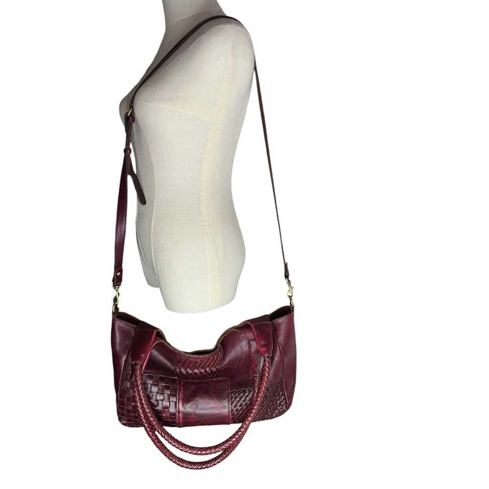 Patricia Nash Ponza Satchel Burgundy Leather Hobo… - image 3