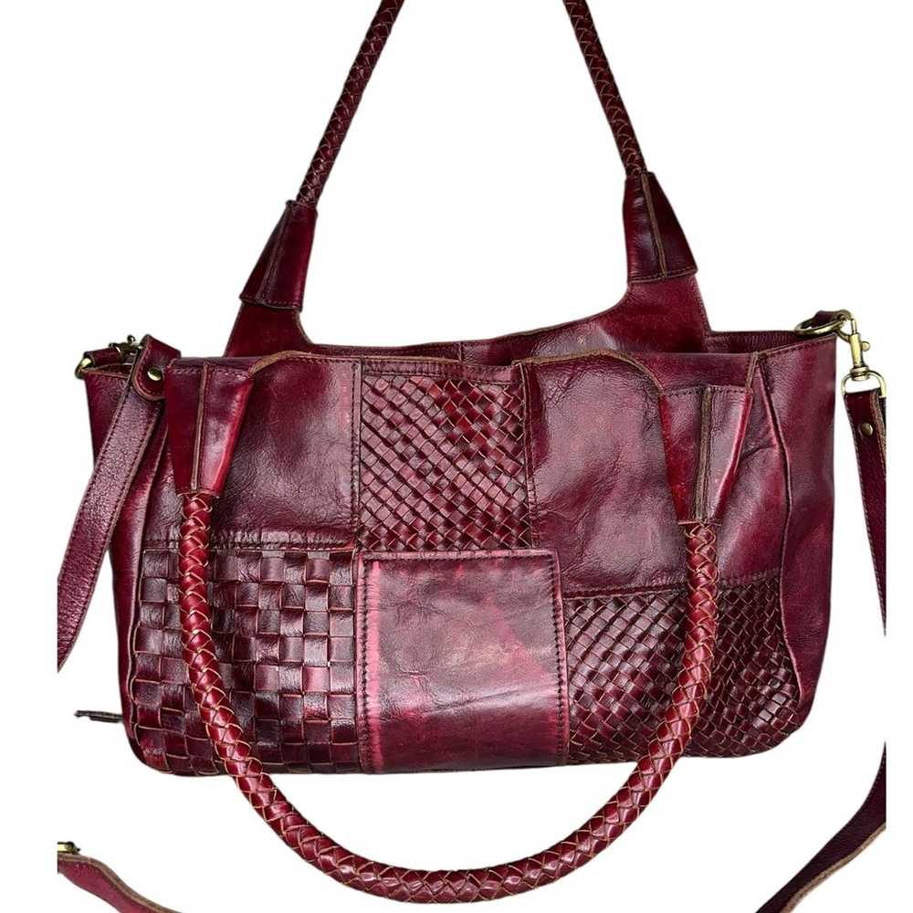 Patricia Nash Ponza Satchel Burgundy Leather Hobo… - image 4