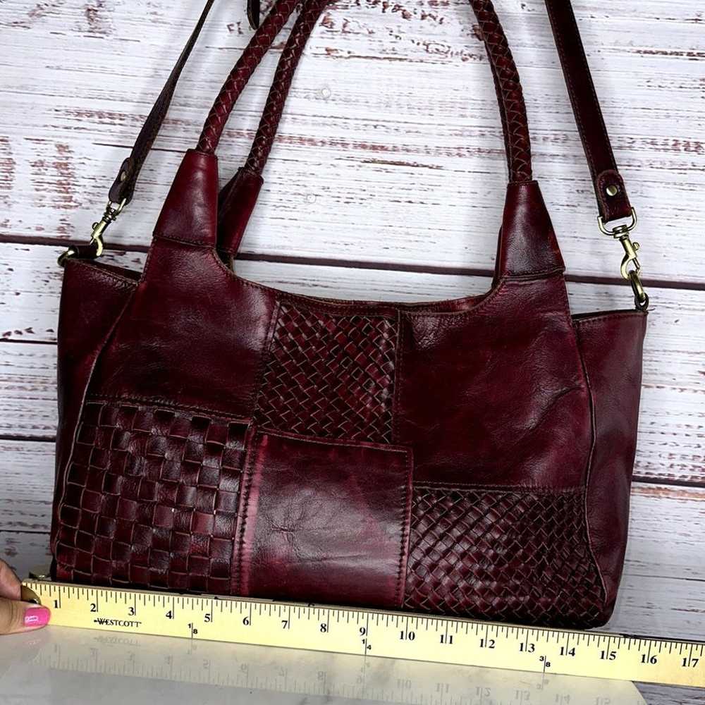 Patricia Nash Ponza Satchel Burgundy Leather Hobo… - image 9