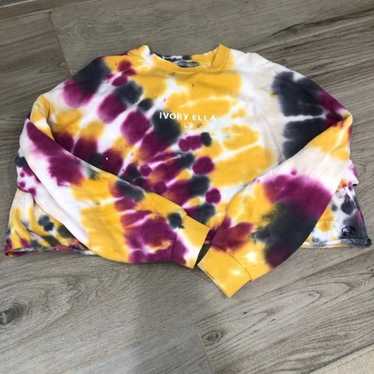 Designer Ivory Ella Tie-Dye Cropped Sweatshirt