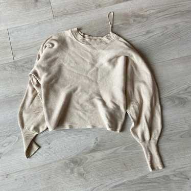 Designer Chic Cream Ribbed Crop Sweater