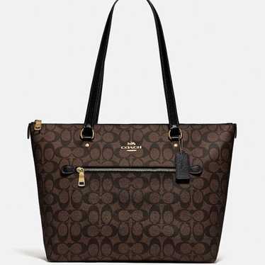 COACH C5803 Signature Floral Print deals Gallery Tote Bag Brown Black Multi