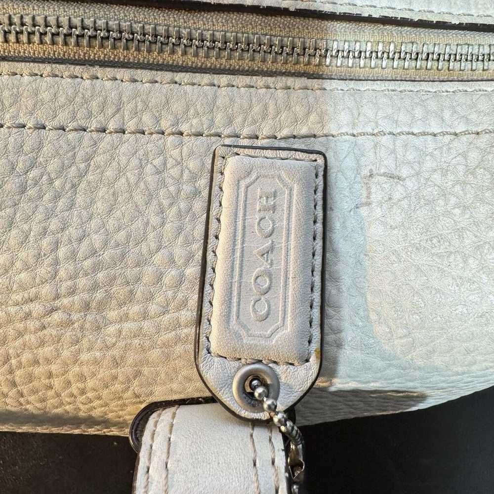 Vintage Coach Purse, Handbag Off White Leather Do… - image 8