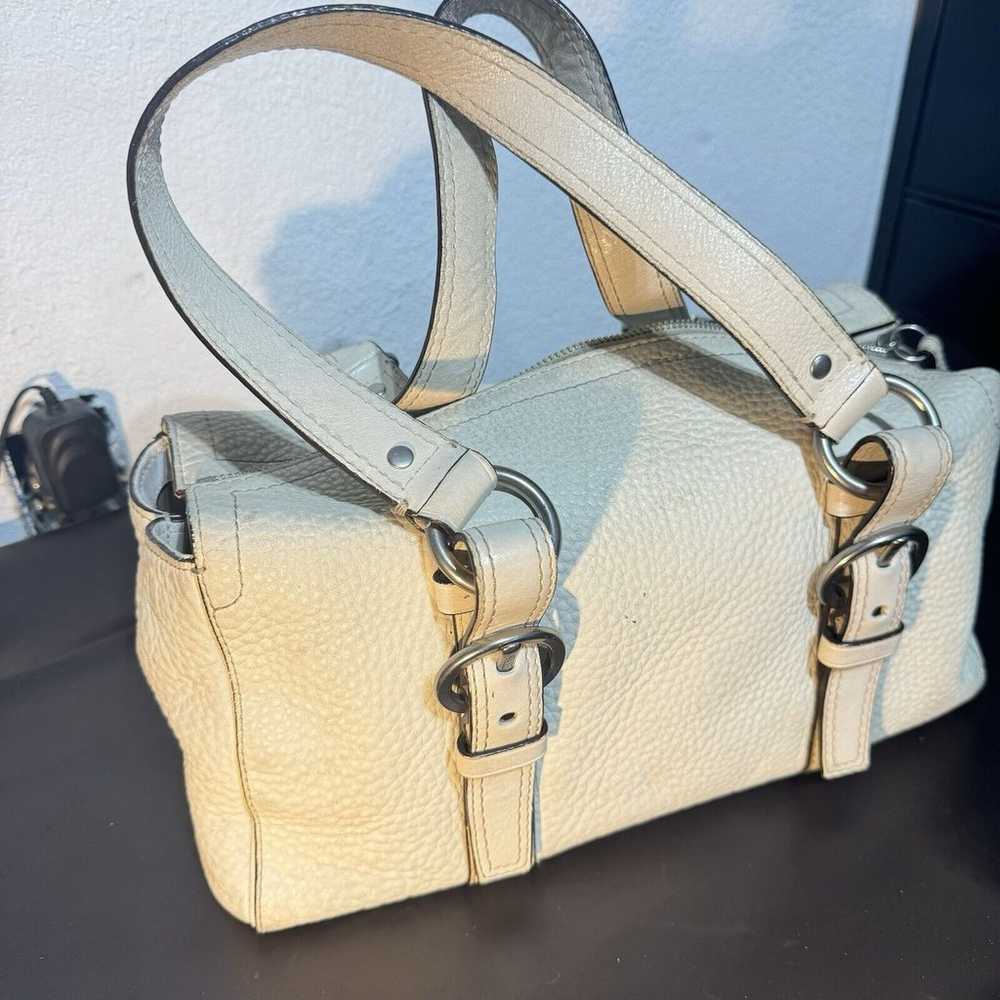 Vintage Coach Purse, Handbag Off White Leather Do… - image 9