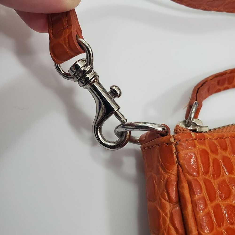 Banana Republic Y2K Orange Croc Embossed 100% Cow… - image 3