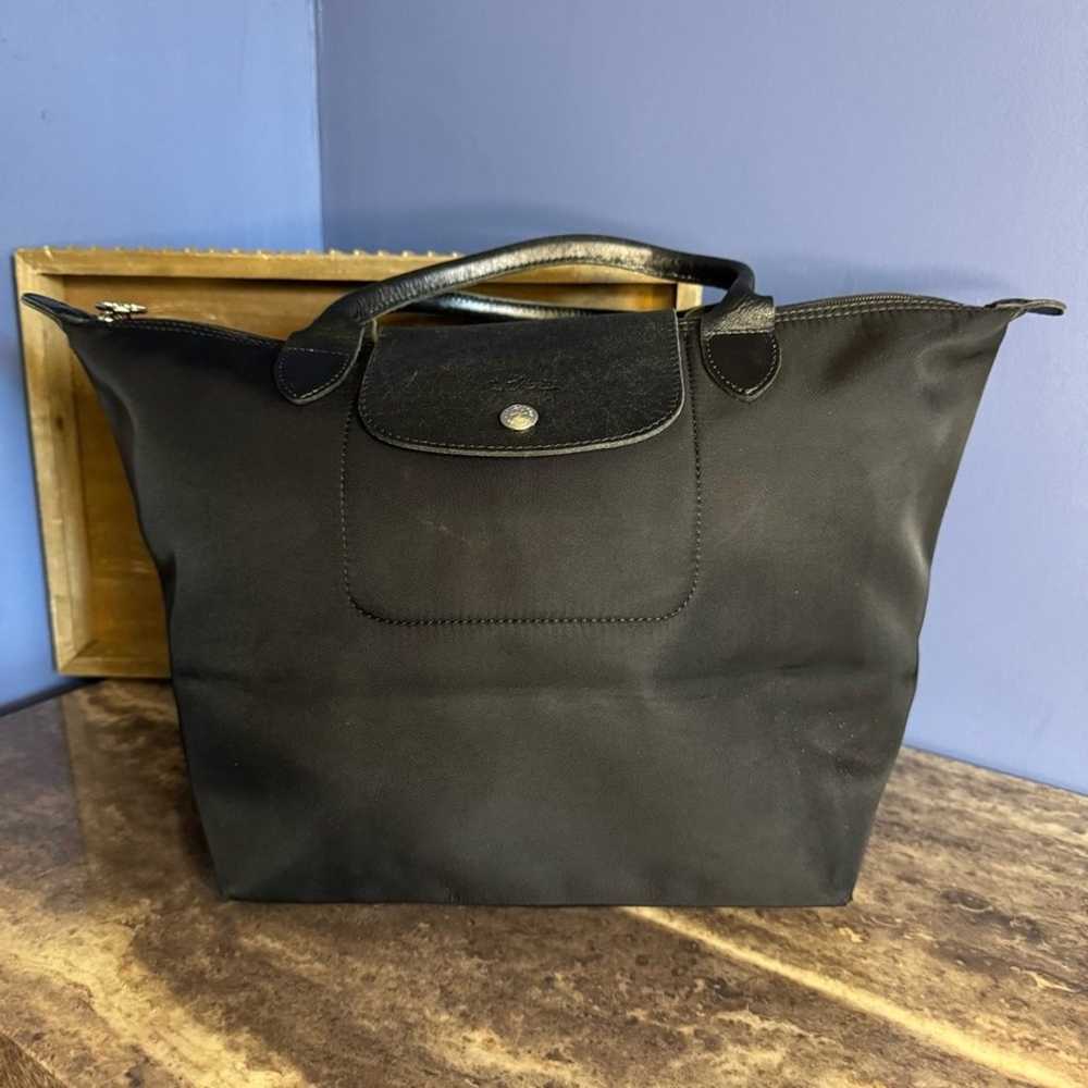 Longchamp Black Nylon and Leather Small Le Pliage… - image 1