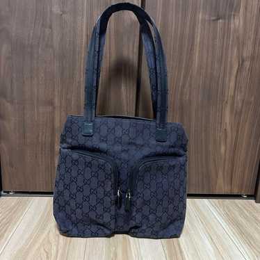 Gucci Black GG Pattern Tote Bag