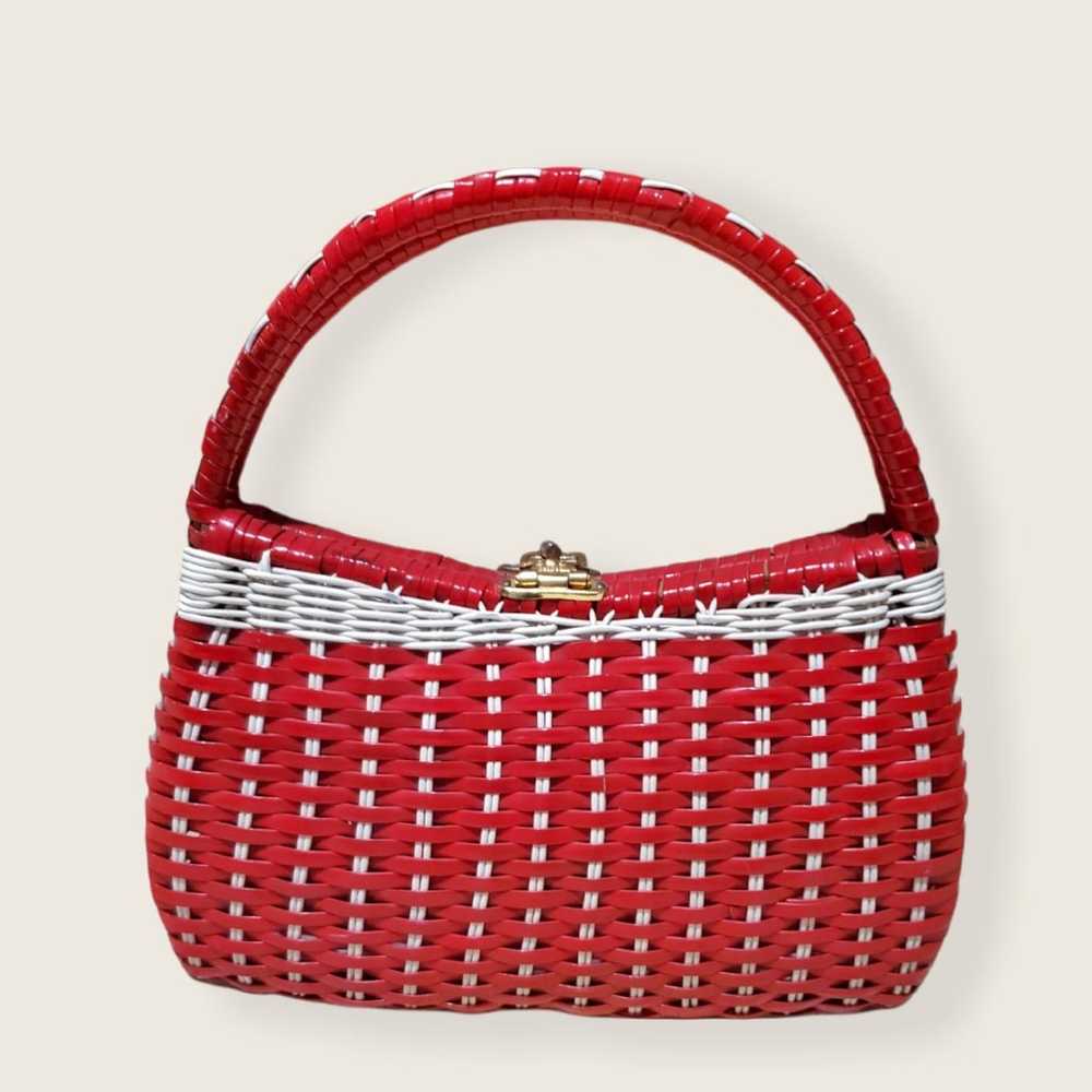 1960s. Wicker Basket Purse. Red, white and blue. - image 2