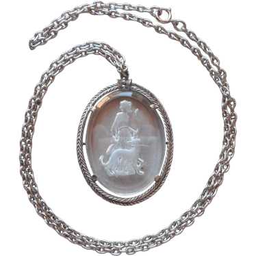 1973 Diana The Huntress Pendant Necklace Glass In… - image 1