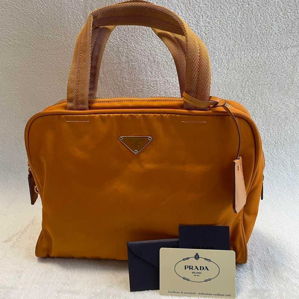 PRADA Tessuto Nylon Handbag Orange - image 1