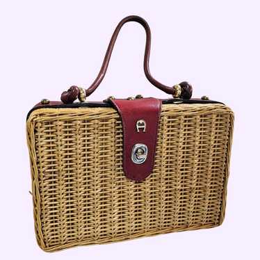 Etienne Aigner Vintage 70's Small Woven Wicker Han