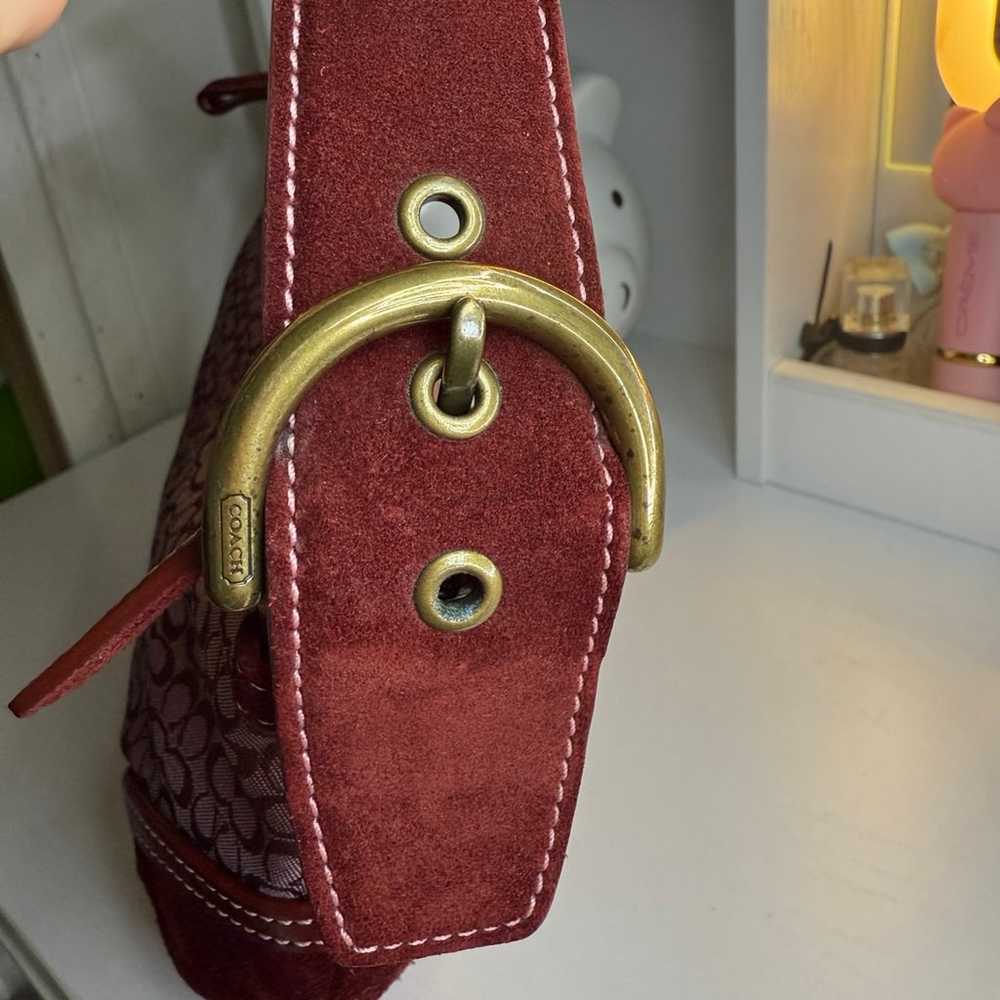 Vintage Y2K Coach Burgundy Suede Shoulder Bag - image 4