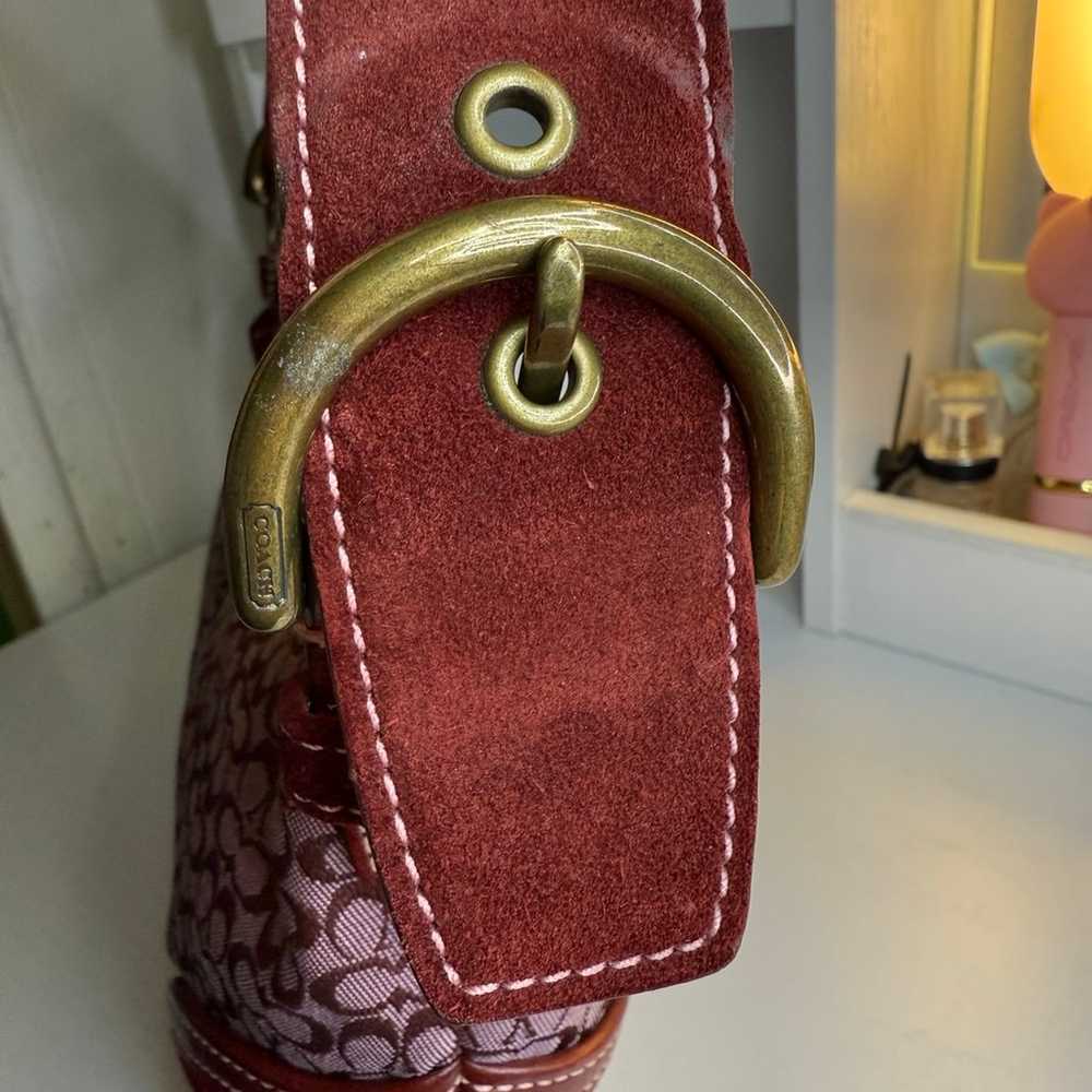 Vintage Y2K Coach Burgundy Suede Shoulder Bag - image 5