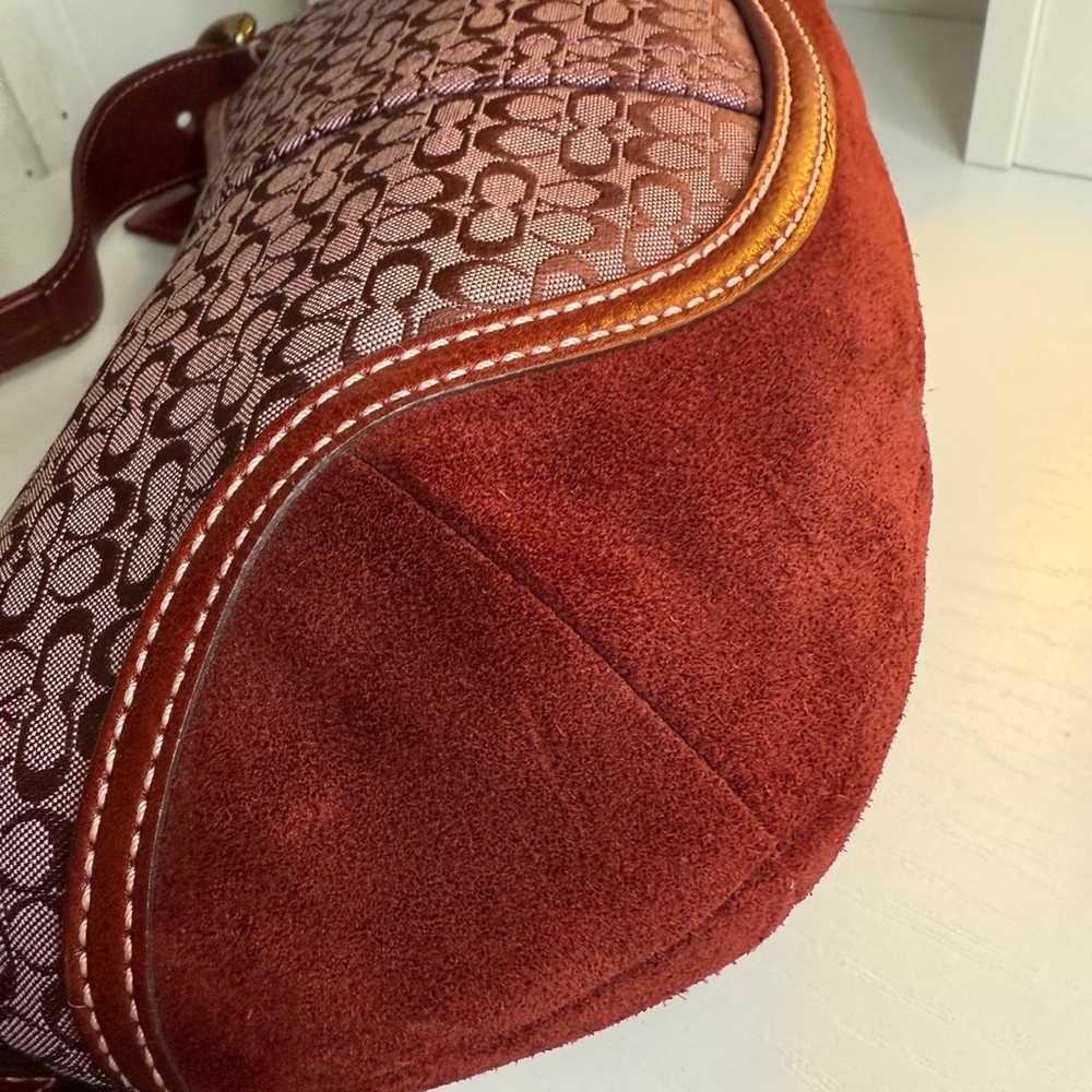 Vintage Y2K Coach Burgundy Suede Shoulder Bag - image 6